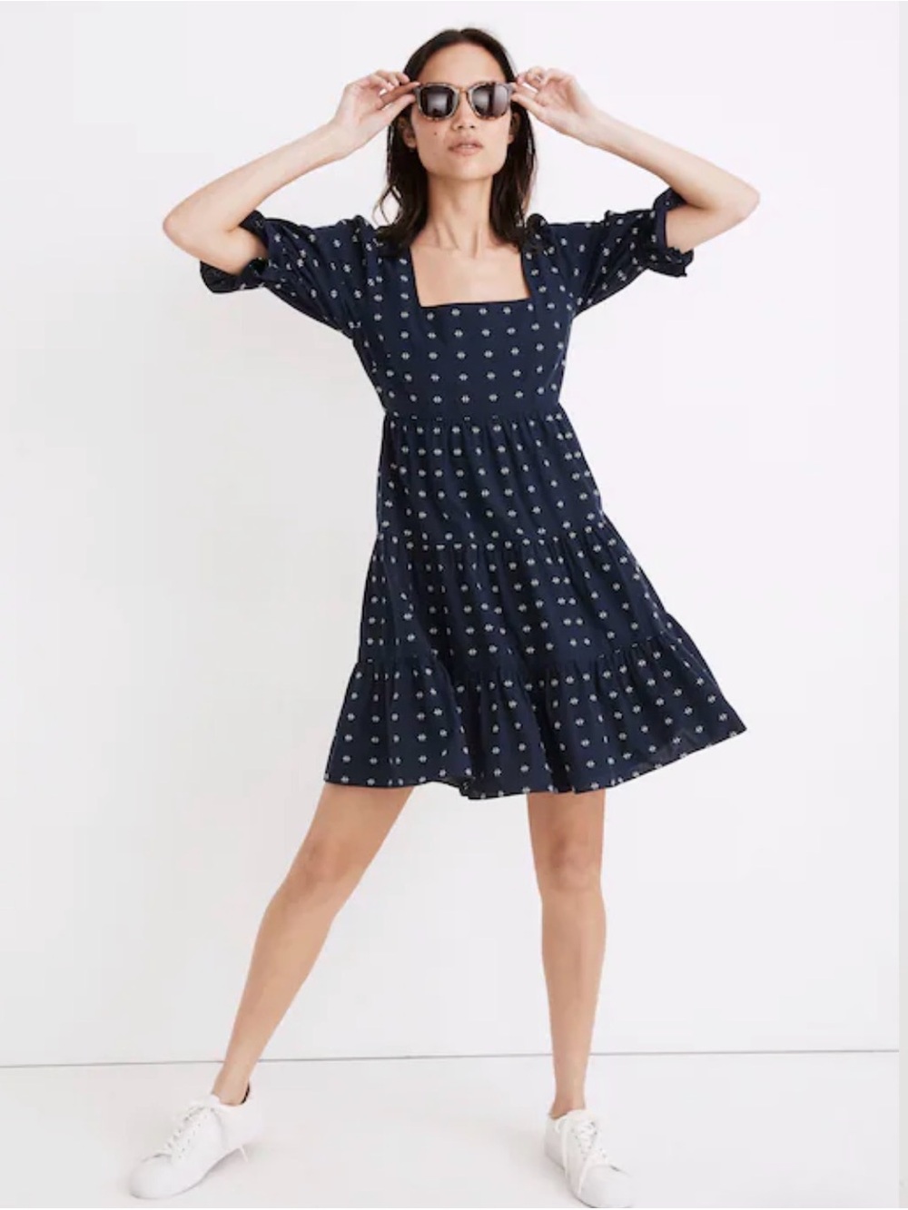 Madewell Square-Neck Puff-Sleeve Babydoll Dress
